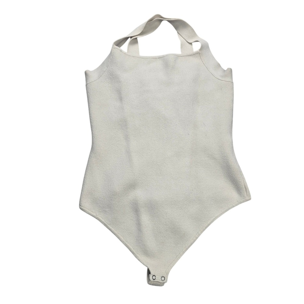 Abercrombie & Fitch Bodysuit Womens Large Cream Knit Cross Back Strap